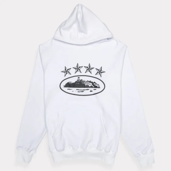 Corteiz 4Starz Alcatraz Hoodie White – Everyday Wear