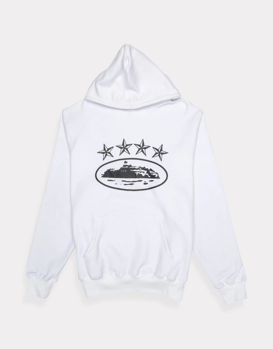 Corteiz 4Starz Alcatraz Hoodie White – Everyday Wear Corteiz 4Starz Alcatraz Hoodie White – Everyday Wear