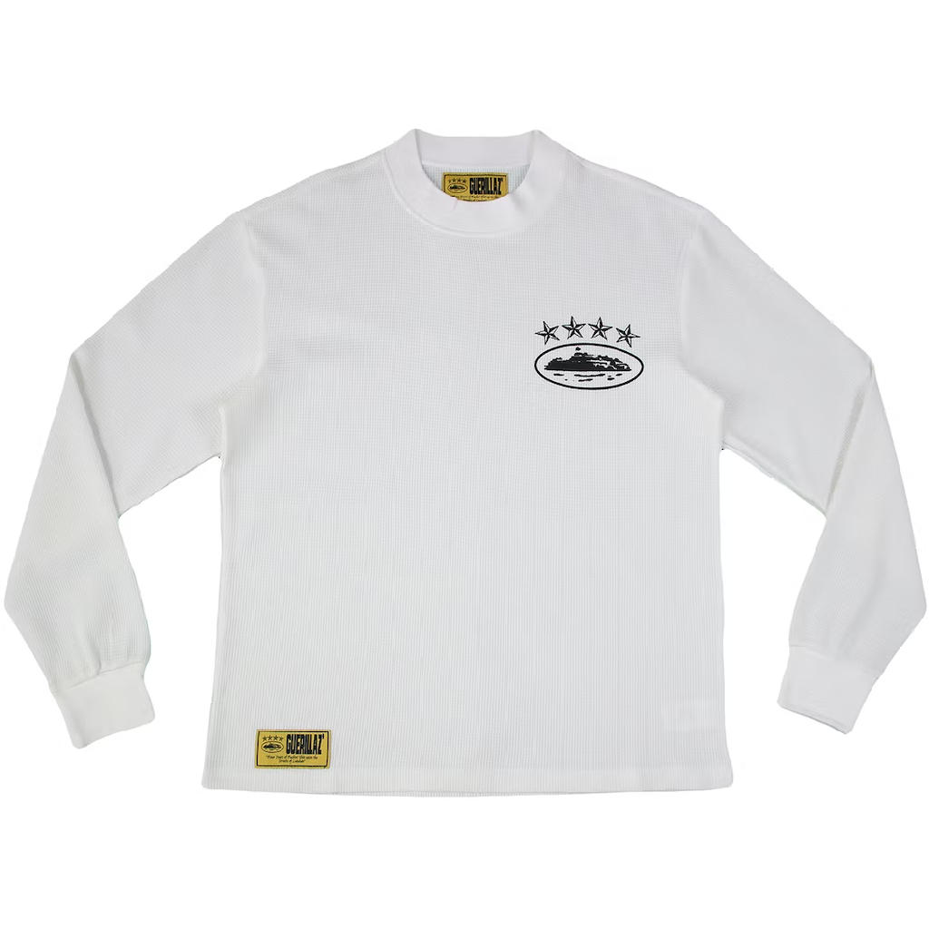 Corteiz 4Starz Alcatraz Waffle Long sleeve Shirt – White - Corteiz