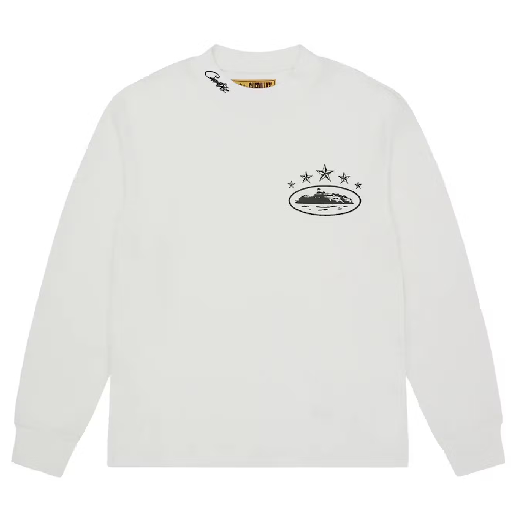 Corteiz 5 Starz Alcatraz Waffle Longsleeve Sweatshirt - White - Corteiz