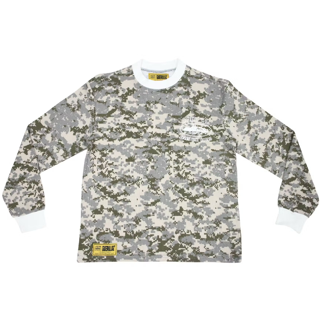 Corteiz Alcatraz Insignia Waffle Longsleeve Shirt - Digi Camo - Corteiz