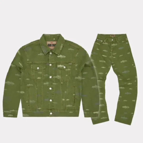 Corteiz Alcatraz Pattern Tracksuit Khaki for Urban Wear