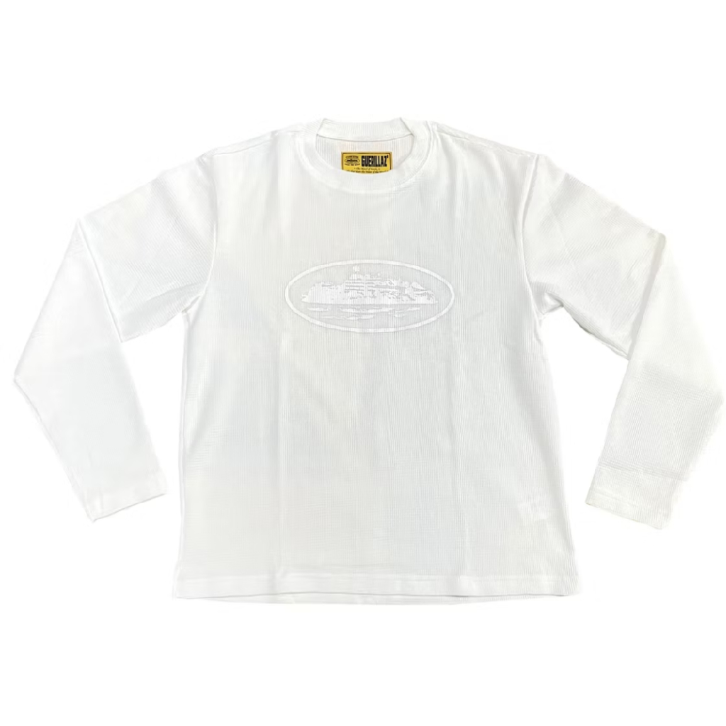 Corteiz Alcatraz Waffle Long sleeve Sweatshirt- White - Corteiz