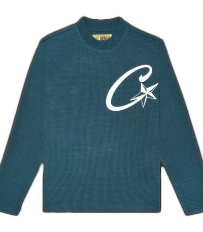 Corteiz C Starz Long sleeve Waffle Sweatshirt - Green/Teal - Corteiz