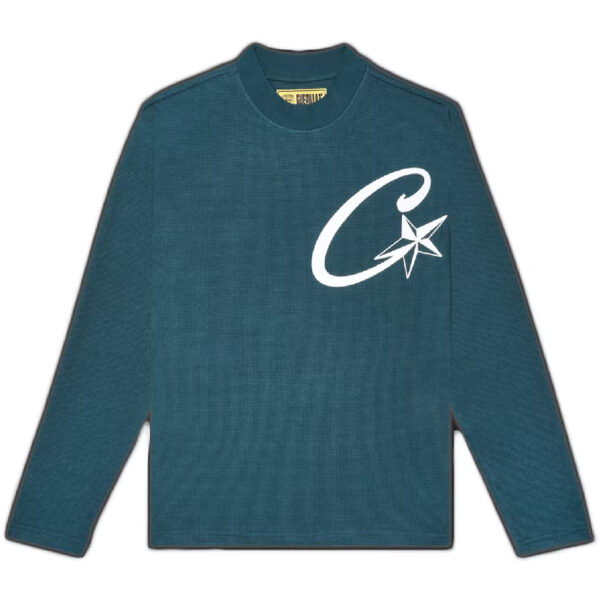 Corteiz C Starz Long sleeve Waffle Sweatshirt - Green/Teal - Corteiz