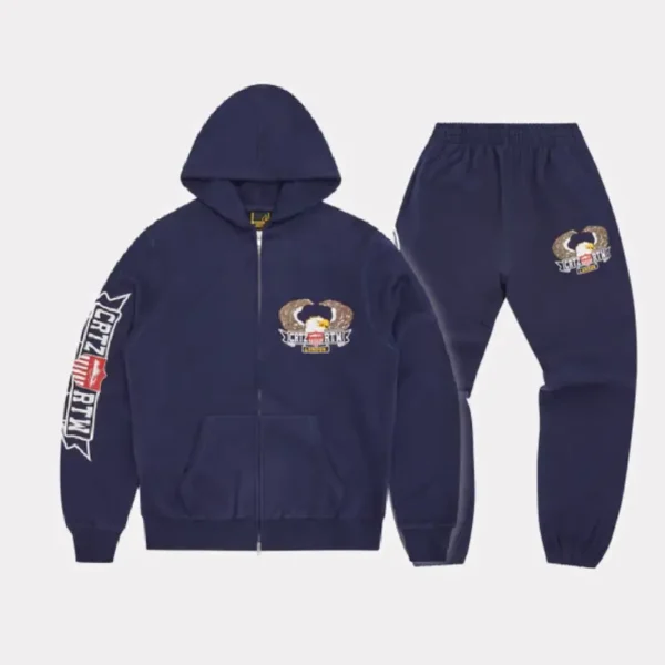 Corteiz Dipset Zip-Up Tracksuit Navy _ officialcrtzuk.com