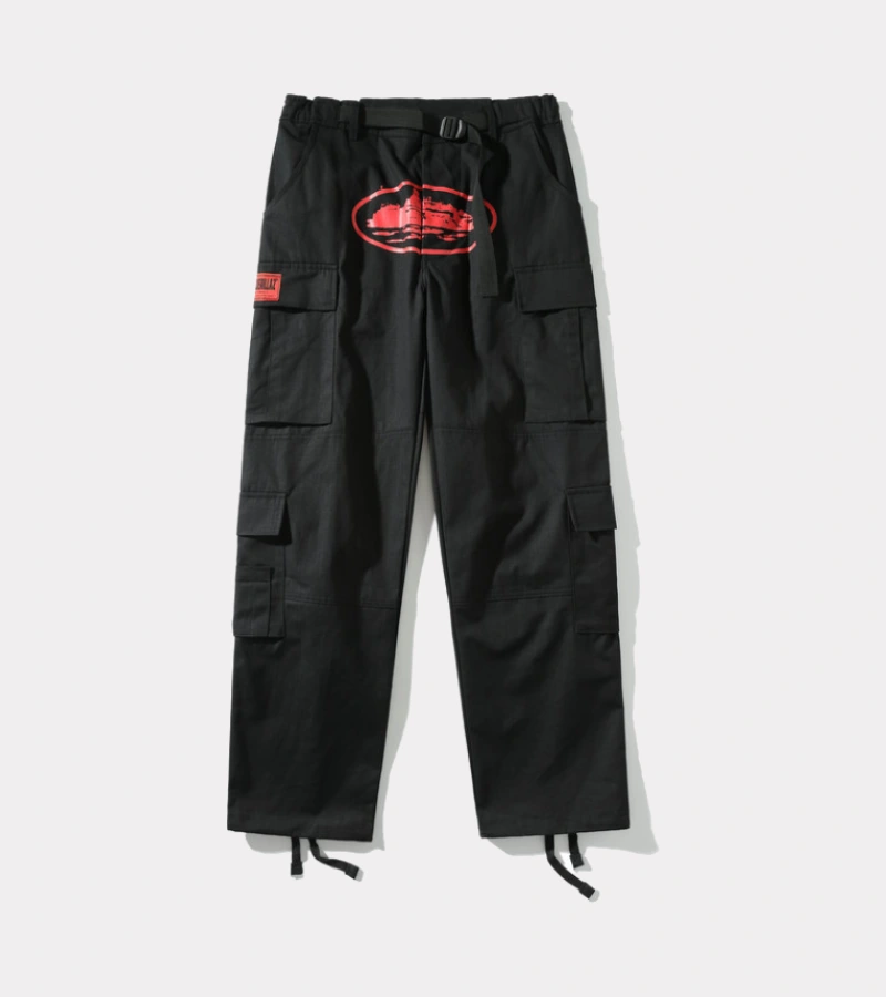Corteiz Purp Guerillaz Cargos - Black/Red Corteiz Purp Guerillaz Cargos - Black/Red