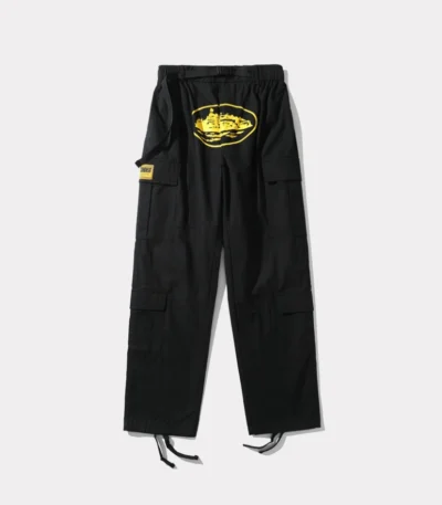 Corteiz Purp Guerillaz Cargos - Black/Yellow -new stock