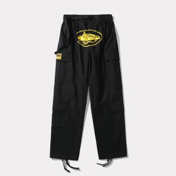Corteiz Purp Guerillaz Cargos - Black/Yellow -new stock