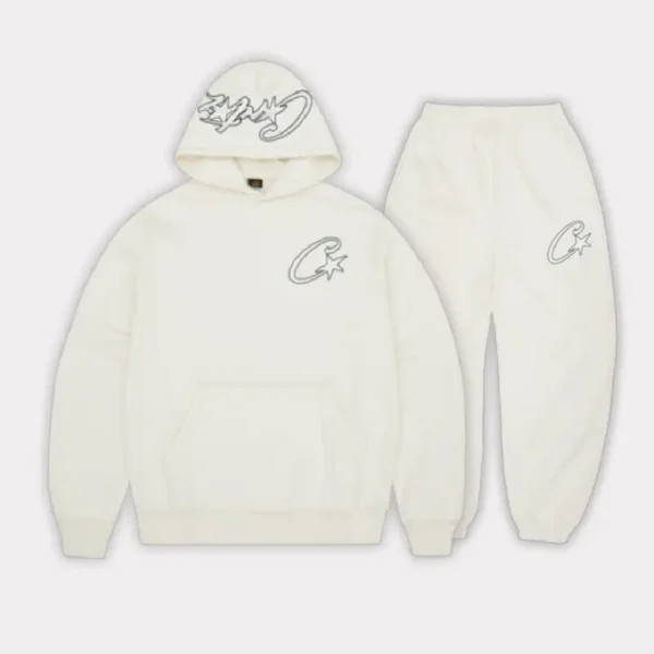 CORTEIZ SATIN C STAR APPLIQUÉ TRACKSUIT - OFF WHITE